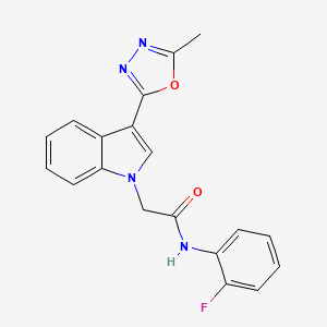 molecular formula C19H15FN4O2 B11267347 N-(2-fluorophenyl)-2-[3-(5-methyl-1,3,4-oxadiazol-2-yl)-1H-indol-1-yl]acetamide 