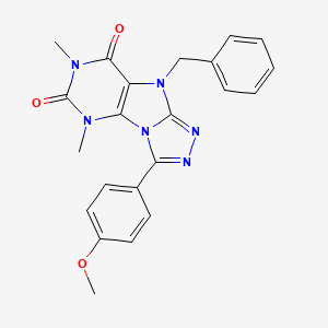 molecular formula C22H20N6O3 B11267370 3-(4-Methoxyphenyl)-5,7-dimethyl-9-benzyl-5,7,9-trihydro-1,2,4-triazolo[3,4-i] purine-6,8-dione 