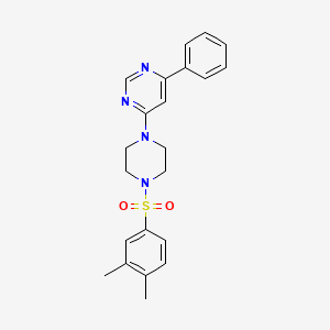 molecular formula C22H24N4O2S B11267398 4-[4-(3,4-Dimethylbenzenesulfonyl)piperazin-1-YL]-6-phenylpyrimidine 