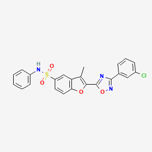 molecular formula C23H16ClN3O4S B11267409 2-[3-(3-chlorophenyl)-1,2,4-oxadiazol-5-yl]-3-methyl-N-phenyl-1-benzofuran-5-sulfonamide 