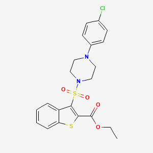 molecular formula C21H21ClN2O4S2 B11267415 Ethyl 3-{[4-(4-chlorophenyl)piperazin-1-yl]sulfonyl}-1-benzothiophene-2-carboxylate 