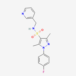 molecular formula C17H17FN4O2S B11267423 1-(4-fluorophenyl)-3,5-dimethyl-N-(pyridin-3-ylmethyl)-1H-pyrazole-4-sulfonamide 