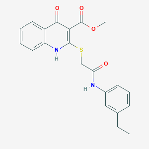 molecular formula C21H20N2O4S B11267433 Methyl 2-({2-[(3-ethylphenyl)amino]-2-oxoethyl}sulfanyl)-4-oxo-1,4-dihydroquinoline-3-carboxylate 