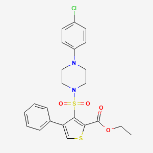 molecular formula C23H23ClN2O4S2 B11267443 Ethyl 3-{[4-(4-chlorophenyl)piperazin-1-yl]sulfonyl}-4-phenylthiophene-2-carboxylate 