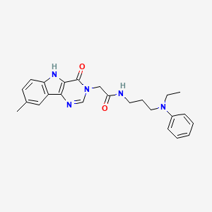 molecular formula C24H27N5O2 B11267451 N-(3-(ethyl(phenyl)amino)propyl)-2-(8-methyl-4-oxo-4,5-dihydro-3H-pyrimido[5,4-b]indol-3-yl)acetamide 