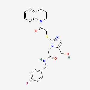 N-[(4-fluorophenyl)methyl]-2-[5-(hydroxymethyl)-2-{[2-oxo-2-(1,2,3,4-tetrahydroquinolin-1-yl)ethyl]sulfanyl}-1H-imidazol-1-yl]acetamide