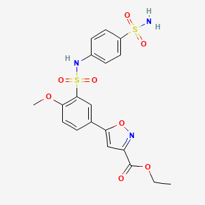 molecular formula C19H19N3O8S2 B11267553 Ethyl 5-{4-methoxy-3-[(4-sulfamoylphenyl)sulfamoyl]phenyl}-1,2-oxazole-3-carboxylate 