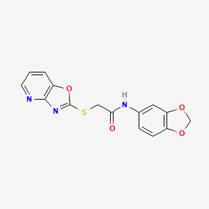 molecular formula C15H11N3O4S B11267560 N-1,3-benzodioxol-5-yl-2-([1,3]oxazolo[4,5-b]pyridin-2-ylthio)acetamide 