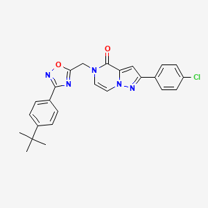 molecular formula C25H22ClN5O2 B11267577 5-{[3-(4-tert-butylphenyl)-1,2,4-oxadiazol-5-yl]methyl}-2-(4-chlorophenyl)-4H,5H-pyrazolo[1,5-a]pyrazin-4-one 