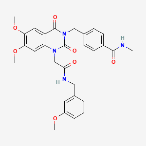 molecular formula C29H30N4O7 B11267615 4-((6,7-dimethoxy-1-(2-((3-methoxybenzyl)amino)-2-oxoethyl)-2,4-dioxo-1,2-dihydroquinazolin-3(4H)-yl)methyl)-N-methylbenzamide 