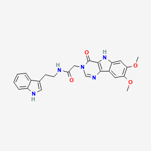 molecular formula C24H23N5O4 B11267626 2-(7,8-dimethoxy-4-oxo-4,5-dihydro-3H-pyrimido[5,4-b]indol-3-yl)-N-[2-(1H-indol-3-yl)ethyl]acetamide 