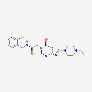 molecular formula C20H23ClN6O2S B11267630 N-(2-chlorobenzyl)-2-[2-(4-ethylpiperazin-1-yl)-7-oxo[1,3]thiazolo[4,5-d]pyrimidin-6(7H)-yl]acetamide 