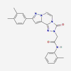 2-[11-(3,4-dimethylphenyl)-5-oxo-3,4,6,9,10-pentazatricyclo[7.3.0.02,6]dodeca-1(12),2,7,10-tetraen-4-yl]-N-(2-methylphenyl)acetamide