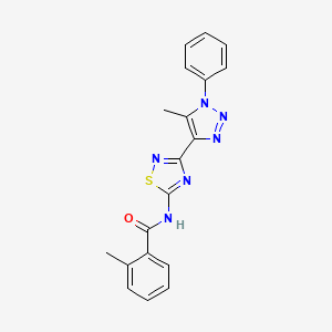 2-methyl-N-[3-(5-methyl-1-phenyl-1H-1,2,3-triazol-4-yl)-1,2,4-thiadiazol-5-yl]benzamide