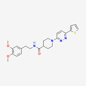 molecular formula C24H28N4O3S B11267686 N-(3,4-dimethoxyphenethyl)-1-(6-(thiophen-2-yl)pyridazin-3-yl)piperidine-4-carboxamide 