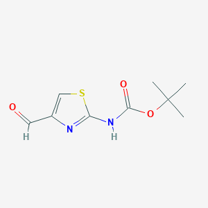 molecular formula C9H12N2O3S B112677 叔丁基-4-甲酰噻唑-2-基氨基甲酸酯 CAS No. 494769-34-5