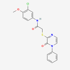 molecular formula C19H16ClN3O3S B11267706 N-(3-chloro-4-methoxyphenyl)-2-[(3-oxo-4-phenyl-3,4-dihydropyrazin-2-yl)sulfanyl]acetamide 