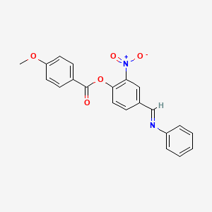 molecular formula C21H16N2O5 B11267713 2-nitro-4-[(E)-(phenylimino)methyl]phenyl 4-methoxybenzoate 