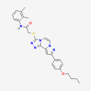 molecular formula C27H28N6O2S B11267720 2-((9-(4-butoxyphenyl)pyrazolo[1,5-a][1,2,4]triazolo[3,4-c]pyrazin-3-yl)thio)-N-(2,3-dimethylphenyl)acetamide 