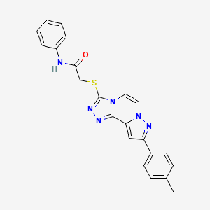 molecular formula C22H18N6OS B11267722 2-{[9-(4-Methylphenyl)pyrazolo[1,5-A][1,2,4]triazolo[3,4-C]pyrazin-3-YL]sulfanyl}-N-phenylacetamide 