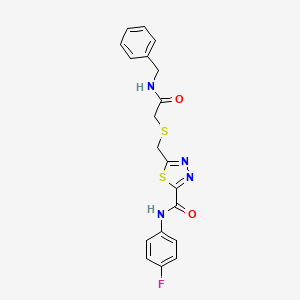 molecular formula C19H17FN4O2S2 B11267723 5-({[(Benzylcarbamoyl)methyl]sulfanyl}methyl)-N-(4-fluorophenyl)-1,3,4-thiadiazole-2-carboxamide 