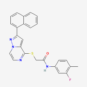 N-(3-fluoro-4-methylphenyl)-2-{[2-(naphthalen-1-yl)pyrazolo[1,5-a]pyrazin-4-yl]sulfanyl}acetamide