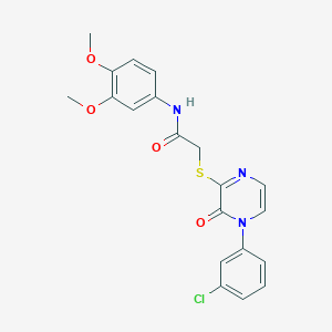 molecular formula C20H18ClN3O4S B11267750 2-{[4-(3-chlorophenyl)-3-oxo-3,4-dihydropyrazin-2-yl]sulfanyl}-N-(3,4-dimethoxyphenyl)acetamide 