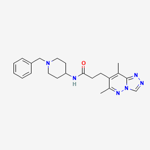 molecular formula C22H28N6O B11267757 N-(1-benzylpiperidin-4-yl)-3-(6,8-dimethyl[1,2,4]triazolo[4,3-b]pyridazin-7-yl)propanamide 