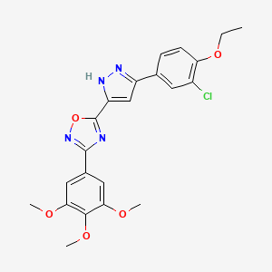 molecular formula C22H21ClN4O5 B11267777 5-[3-(3-chloro-4-ethoxyphenyl)-1H-pyrazol-5-yl]-3-(3,4,5-trimethoxyphenyl)-1,2,4-oxadiazole 