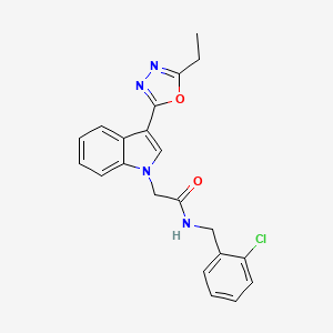 molecular formula C21H19ClN4O2 B11267789 N-(2-chlorobenzyl)-2-(3-(5-ethyl-1,3,4-oxadiazol-2-yl)-1H-indol-1-yl)acetamide 