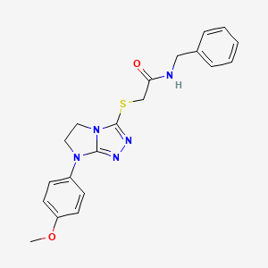 molecular formula C20H21N5O2S B11267822 N-Benzyl-2-{[7-(4-methoxyphenyl)-5H,6H,7H-imidazo[2,1-C][1,2,4]triazol-3-YL]sulfanyl}acetamide 