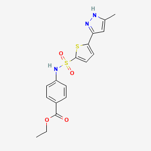 molecular formula C17H17N3O4S2 B11267824 ethyl 4-({[5-(5-methyl-1H-pyrazol-3-yl)thiophen-2-yl]sulfonyl}amino)benzoate 