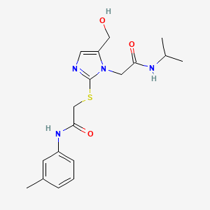 molecular formula C18H24N4O3S B11267856 2-((5-(hydroxymethyl)-1-(2-(isopropylamino)-2-oxoethyl)-1H-imidazol-2-yl)thio)-N-(m-tolyl)acetamide 