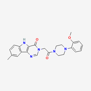 molecular formula C24H25N5O3 B11267882 3-(2-(4-(2-methoxyphenyl)piperazin-1-yl)-2-oxoethyl)-8-methyl-3H-pyrimido[5,4-b]indol-4(5H)-one 