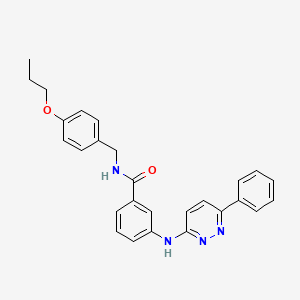 molecular formula C27H26N4O2 B11267883 3-[(6-phenylpyridazin-3-yl)amino]-N-[(4-propoxyphenyl)methyl]benzamide 