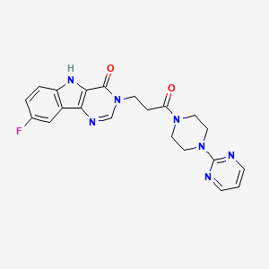 molecular formula C21H20FN7O2 B11267893 8-fluoro-3-(3-oxo-3-(4-(pyrimidin-2-yl)piperazin-1-yl)propyl)-3H-pyrimido[5,4-b]indol-4(5H)-one 