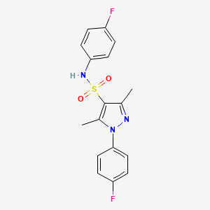 molecular formula C17H15F2N3O2S B11267916 N,1-bis(4-fluorophenyl)-3,5-dimethyl-1H-pyrazole-4-sulfonamide 