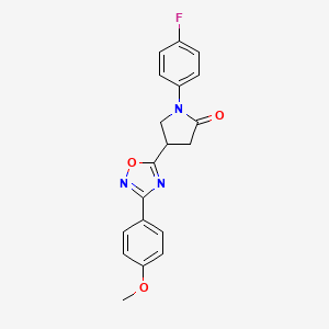 molecular formula C19H16FN3O3 B11267922 1-(4-Fluorophenyl)-4-[3-(4-methoxyphenyl)-1,2,4-oxadiazol-5-yl]pyrrolidin-2-one 