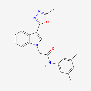 molecular formula C21H20N4O2 B11267935 N-(3,5-dimethylphenyl)-2-[3-(5-methyl-1,3,4-oxadiazol-2-yl)-1H-indol-1-yl]acetamide 