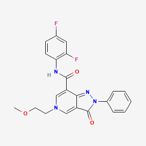 molecular formula C22H18F2N4O3 B11267968 N-(2,4-difluorophenyl)-5-(2-methoxyethyl)-3-oxo-2-phenyl-3,5-dihydro-2H-pyrazolo[4,3-c]pyridine-7-carboxamide 