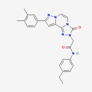 molecular formula C25H24N6O2 B11267973 2-[11-(3,4-dimethylphenyl)-5-oxo-3,4,6,9,10-pentazatricyclo[7.3.0.02,6]dodeca-1(12),2,7,10-tetraen-4-yl]-N-(4-ethylphenyl)acetamide 