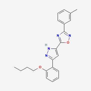 molecular formula C22H22N4O2 B11268004 5-[3-(2-butoxyphenyl)-1H-pyrazol-5-yl]-3-(3-methylphenyl)-1,2,4-oxadiazole 