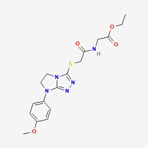 Ethyl 2-(2-{[7-(4-methoxyphenyl)-5H,6H,7H-imidazo[2,1-C][1,2,4]triazol-3-YL]sulfanyl}acetamido)acetate