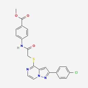 molecular formula C22H17ClN4O3S B11268032 Methyl 4-[({[2-(4-chlorophenyl)pyrazolo[1,5-a]pyrazin-4-yl]sulfanyl}acetyl)amino]benzoate 