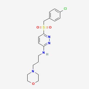 molecular formula C18H23ClN4O3S B11268094 6-((4-chlorobenzyl)sulfonyl)-N-(3-morpholinopropyl)pyridazin-3-amine 