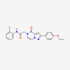 molecular formula C22H19FN4O3 B11268096 2-[2-(4-ethoxyphenyl)-4-oxopyrazolo[1,5-a]pyrazin-5(4H)-yl]-N-(2-fluorophenyl)acetamide 