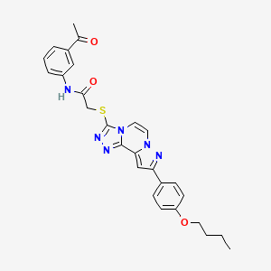 molecular formula C27H26N6O3S B11268112 N-(3-Acetylphenyl)-2-{[9-(4-butoxyphenyl)pyrazolo[1,5-A][1,2,4]triazolo[3,4-C]pyrazin-3-YL]sulfanyl}acetamide 