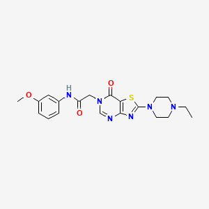 molecular formula C20H24N6O3S B11268141 2-[2-(4-ethylpiperazin-1-yl)-7-oxo[1,3]thiazolo[4,5-d]pyrimidin-6(7H)-yl]-N-(3-methoxyphenyl)acetamide 