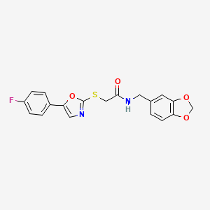 N-[(2H-1,3-benzodioxol-5-yl)methyl]-2-{[5-(4-fluorophenyl)-1,3-oxazol-2-yl]sulfanyl}acetamide