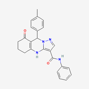 molecular formula C24H22N4O2 B11268172 9-(4-methylphenyl)-8-oxo-N-phenyl-4,5,6,7,8,9-hexahydropyrazolo[5,1-b]quinazoline-3-carboxamide 